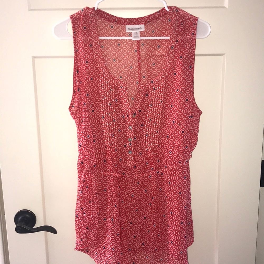 Motherhood Maternity Red, White, & Navy blouse